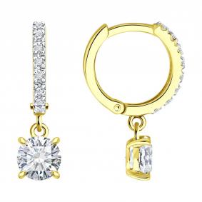 Золотые серьги SOKOLOV 9020101-2-5 с бриллиантом выращенным 9020101-2-5 фото