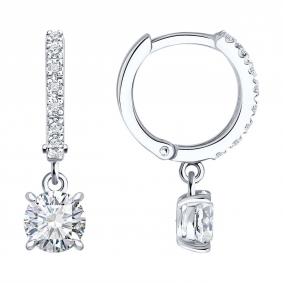 Золотые серьги SOKOLOV 9020101-3-5 с бриллиантом выращенным 9020101-3-5 фото