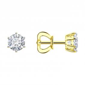 Золотые серьги SOKOLOV 9020103-2-5 с бриллиантом выращенным 9020103-2-5 фото