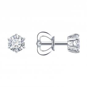 Серьги из белого золота SOKOLOV 9020104-3-5 с бриллиантом выращенным 9020104-3-5 фото