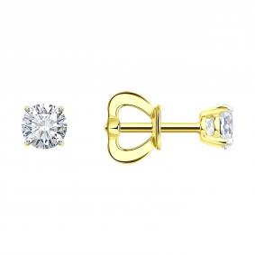 Золотые серьги SOKOLOV 9020105-2-5 с бриллиантом выращенным 9020105-2-5 фото