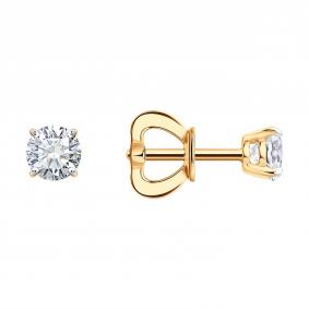 Золотые серьги SOKOLOV 9020105-5 с бриллиантом выращенным 9020105-5 фото