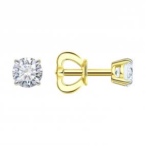 Золотые серьги SOKOLOV 9020106-2-5 с бриллиантом выращенным 9020106-2-5 фото