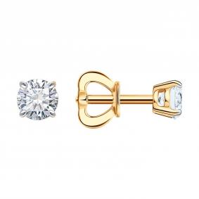 Золотые серьги SOKOLOV 9020106-5 с бриллиантом выращенным 9020106-5 фото