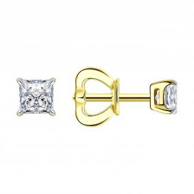 Золотые серьги SOKOLOV 9020108-2-5 с бриллиантом выращенным 9020108-2-5 фото