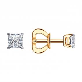 Золотые серьги SOKOLOV 9020108-5 с бриллиантом выращенным 9020108-5 фото