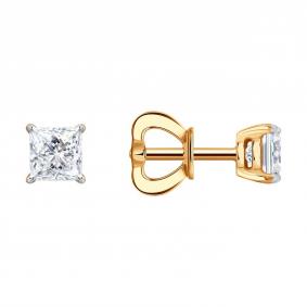 Золотые серьги SOKOLOV 9020110-5 с бриллиантом выращенным 9020110-5 фото