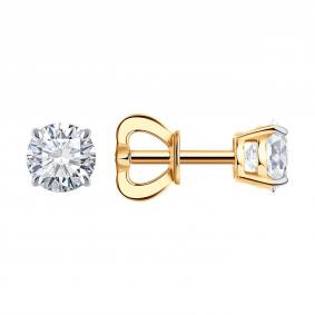 Золотые серьги SOKOLOV 9020111-5 с бриллиантом выращенным 9020111-5 фото