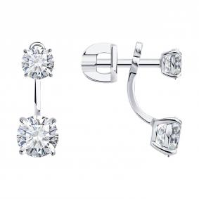 Золотые серьги SOKOLOV 9020112-3-5 с бриллиантом выращенным 9020112-3-5 фото