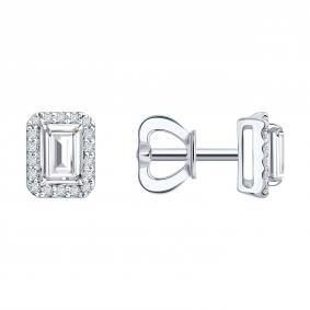 Золотые серьги SOKOLOV 9020115-3-5 с бриллиантом выращенным 9020115-3-5 фото