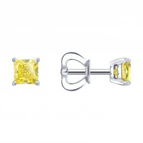 Серьги из белого золота SOKOLOV 9020120-3-5 с бриллиантом выращенным 9020120-3-5 фото