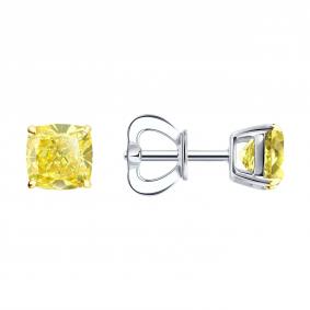 Серьги из белого золота SOKOLOV 9020122-3-5 с бриллиантом выращенным 9020122-3-5 фото