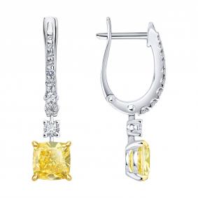 Серьги из белого золота SOKOLOV 9020131-3-5 с бриллиантом выращенным 9020131-3-5 фото