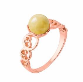 Золотое кольцо Дарвин 910030441 с янтарём 910030441 фото