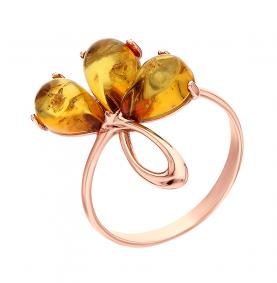 Золотое кольцо Дарвин 910040042-ск с янтарём 910040042-ск фото
