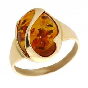 Золотое кольцо Дарвин 910040098aa-к с янтарём 910040098aa-к фото