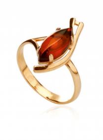 Золотое кольцо Дарвин 910040106aa-к с янтарём 910040106aa-к фото