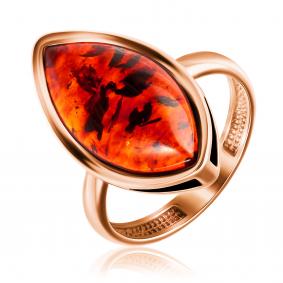 Золотое кольцо Дарвин 910040107aa-к с янтарём 910040107aa-к фото