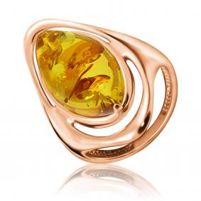 Золотое кольцо Дарвин 910040128-ск с янтарём 910040128-ск фото