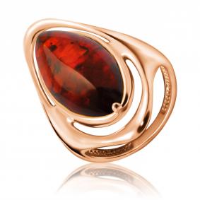 Золотое кольцо Дарвин 910040128aa-к с янтарём 910040128aa-к фото