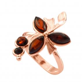 Золотое кольцо Дарвин 910060094 с янтарём 910060094 фото