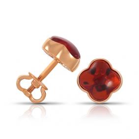 Золотые серьги Дарвин 912040118aa с янтарём 912040118aa фото