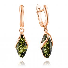 Золотые серьги Дарвин 919010023ab-1-з с янтарём 919010023ab-1-з фото