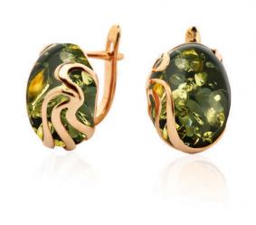 Золотые серьги Дарвин 919010096aa-з с янтарём 919010096aa-з фото