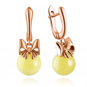 Золотые серьги Дарвин 919030143-л с янтарём 919030143-л фото