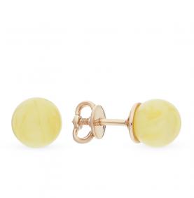 Золотые серьги Дарвин 919030359 с янтарём 919030359 фото