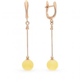 Золотые серьги Дарвин 919030445 с янтарём 919030445 фото