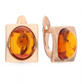 Золотые серьги Дарвин 919040016aa-к с янтарём 919040016aa-к фото
