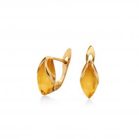 Золотые серьги Дарвин 919040023ab-1 с янтарём 919040023ab-1 фото