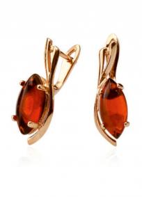 Золотые серьги Дарвин 919040106aa-к с янтарём 919040106aa-к фото
