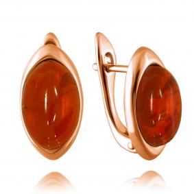 Золотые серьги Дарвин 919040113aa-к с янтарём 919040113aa-к фото