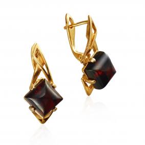Золотые серьги Дарвин 919040438aa с янтарём 919040438aa фото