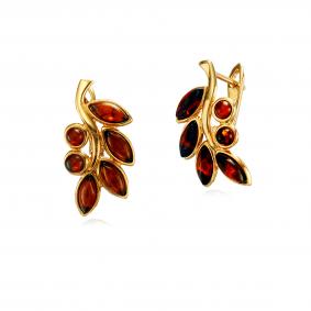 Золотые серьги Дарвин 919060018aa с янтарём 919060018aa фото