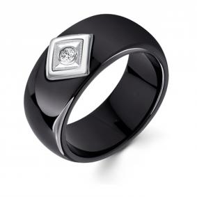 Серебряное кольцо Золотые узоры 92-01-0058-00 с керамикой и цирконием 92-01-0058-00 фото