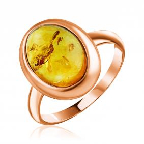 Кольцо из золочёного серебра Дарвин 920022038aa-л с янтарём 920022038aa-л фото