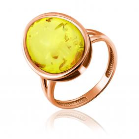 Кольцо из золочёного серебра Дарвин 920022214aa-л-1 с янтарём 920022214aa-л-1 фото