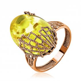 Кольцо из золочёного серебра Дарвин 920022415ba-л с янтарём 920022415ba-л фото