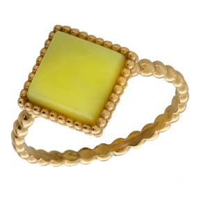 Кольцо из золочёного серебра Дарвин 920032037ba-ж с янтарём 920032037ba-ж фото