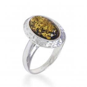Серебряное кольцо Дарвин 920041040 с янтарём 920041040 фото