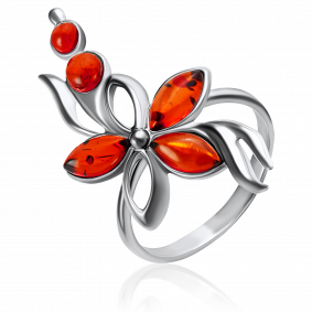 Серебряное кольцо Дарвин 920041071aa-к с янтарём 920041071aa-к фото