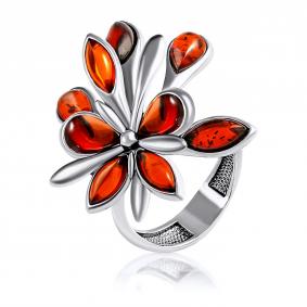 Серебряное кольцо Дарвин 920041083aa-к с янтарём 920041083aa-к фото