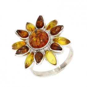 Серебряное кольцо Дарвин 920041086-жк с янтарём 920041086-жк фото