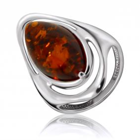 Серебряное кольцо Дарвин 920041128aa-к с янтарём 920041128aa-к фото
