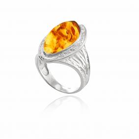 Серебряное кольцо Дарвин 920041156-ск с янтарём 920041156-ск фото