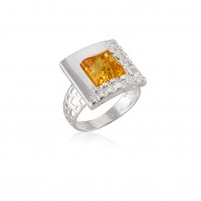 Серебряное кольцо Дарвин 920041161-ск с янтарём 920041161-ск фото