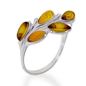 Серебряное кольцо Дарвин 920041175-ск с янтарём 920041175-ск фото